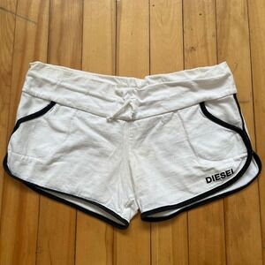 Diesel White Black Trim Dolphin Shorts Athletic Casual Lounge Size 2